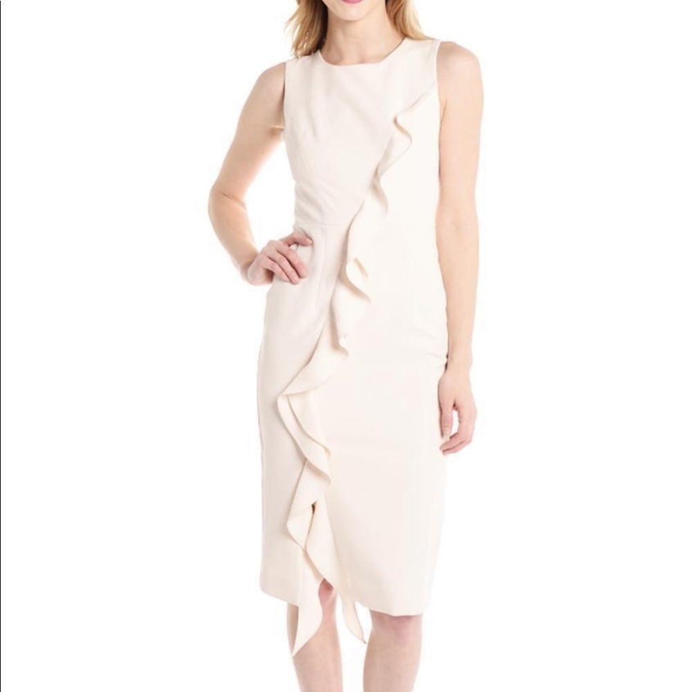 Milly Formal Business Tilly Dress Assymetrical Light Pink Ruffle NWT Flaws Sz 10
